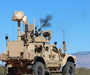 A U.S. Army M-LIDS assigned to the 37th Infantry Brigade Combat Team engages an aerial target during a training exercise near Fort Bliss, Texas, on October 24, 2022. (US DoD)