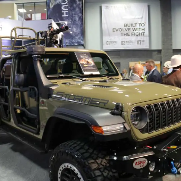 Plasan and ASFIR 4X4 unveil the new STORMER light tactical vehicle at AUSA 2026 in Washington, D.C. Based on the Jeep Gladiator 4x4, the modular military vehicle can transport up to 12 personnel and carry more than 1,000 kg of payload, supporting special operations, reconnaissance, logistics, and medical evacuation missions. (Picture source: Army Recognition Group)