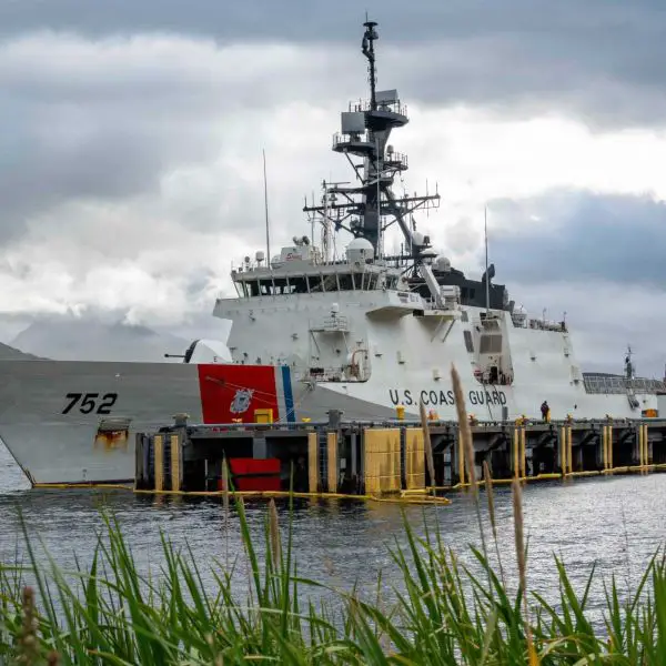 U.S. Coast Guard Cutter Stratton prepares to depart Dutch Harbor, Alaska, on Sept. 17, 2026, ahead of Operation TUNDRA MERLIN, a U.S.-Canadian Bering Sea exercise integrating naval forces, maritime patrol aircraft, F-35 fighters and E-3 airborne warning aircraft.