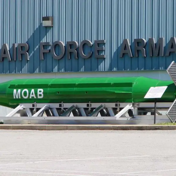 The GBU-43/B MOAB, nicknamed the Mother of All Bombs, is the most powerful conventional air-dropped bomb ever used in combat by the United States, carrying 8.5 tons of explosives to produce a blast equivalent to 11 tons of TNT. (Picture source: Wikimedia/Fl295)