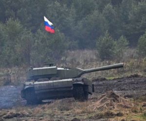 A Russian Shturm remotely operated assault tank, based on a T-72-series chassis, during the Tsentr-2026 military exercises at the Chebarkul training ground in Russia's Chelyabinsk region in October 2026. (Picture source: RIA Novosti)
