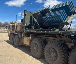 Autonomous Volcano is the U.S. Army's next-generation robotic obstacle emplacement system that combines the M139 Volcano mine dispenser with an autonomous Palletized Load System (PLS) A1 truck, enabling remote or fully autonomous deployment of up to 960 scatterable mines to rapidly create battlefield barriers while keeping combat engineers out of harm's way.