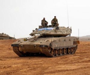 Israeli Army Merkava 4 main battle tank during operations, highlighting the heavily protected combat vehicle that Cyprus could become the first foreign country to operate if export negotiations with Israel result in a contract.