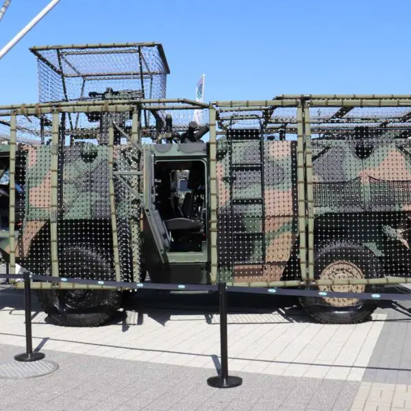 The Bóbr 3 armored reconnaissance vehicle displayed at MSPO 2026 features a cage protection system intended to reduce vulnerability to FPV drone attacks. (Picture source: Army Recognition)