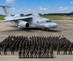 Japan Air Self-Defense Force’s first stand-off electronic warfare aircraft, assigned to the Air Development and Test Wing in June 2026, is designed to support air operations through electromagnetic jamming. (Picture source: JASDF)