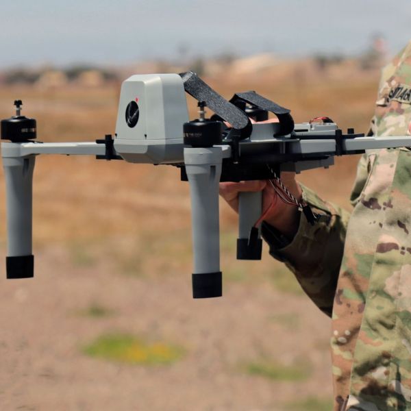 An unmanned aerial system takes off during African Lion 2026 at Cap Draa in Tan-Tan, Morocco, on April 27, 2026, where the U.S. Army plans to evaluate counter-drone technologies in 2027. (Picture source: U.S. Navy)