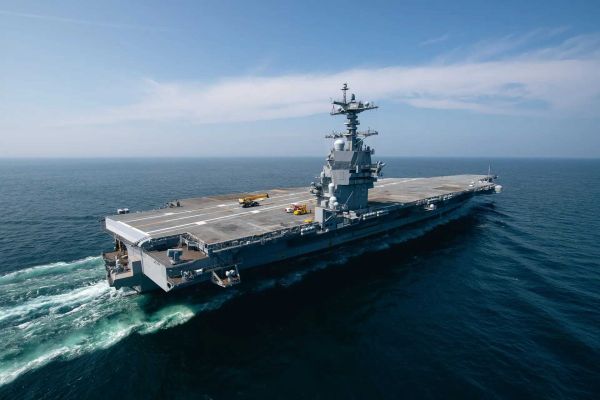 HII’s Newport News Shipbuilding has completed acceptance sea trials of John F. Kennedy (CVN 79), the second Gerald R. Ford-class nuclear-powered aircraft carrier being built for the U.S. Navy. (Photo by Ashley Cowan/HII)