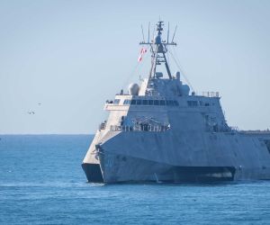 U.S. Navy Independence-variant littoral combat ship USS Canberra (LCS 30) approaches the harbor at Naval Surface Warfare Center, Port Hueneme Division in California on October 31, 2024, for a Combat Systems Assessment Team event. USS Canberra is now participating in the ADMM-Plus maritime activity centered on Subic Bay in the Philippines alongside a P-8A Poseidon and regional naval forces. File image. (Picture source: U.S. Navy)
