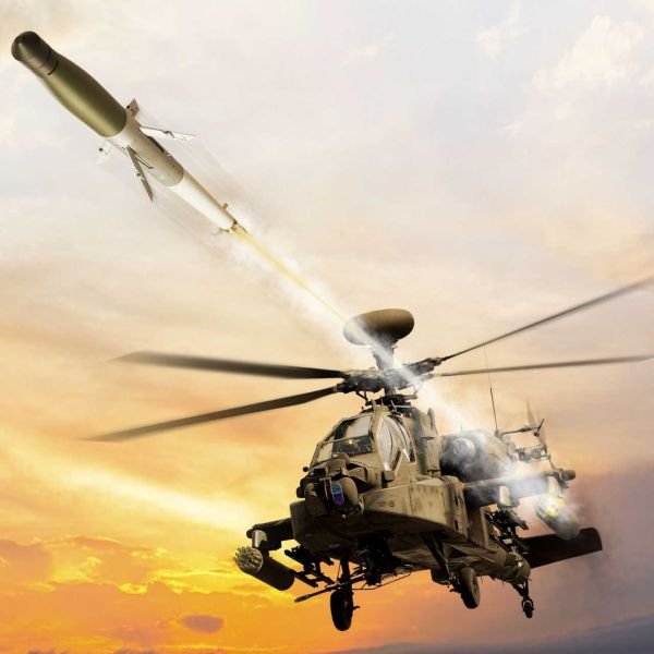 Saudi AH-64E Apache Guardians are the most credible air-to-ground users because the APKWS is already qualified on them and can be carried in seven-round or 19-round 70 mm pods, preserving Hellfire missiles for tanks, hardened positions, and high-value targets. (Picture source: BAE Systems)