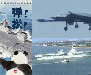 China announced that its GJ-21 stealth reconnaissance and strike drone had successfully completed its first electromagnetic catapult launch and arrested landing aboard the Type 076 Sichuan amphibious assault ship, although no photographs or video footage had been publicly released at the time of the writing. (Picture source: Chinese MoD, @欧阳振我86468, and X/@PLA_MilitaryUpd)