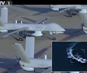 China’s KVD002 armed drone struck a moving naval target, demonstrating reconnaissance and maritime precision-attack capability. (Picture source: CCTV)