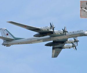 Satellite imagery shows a Tu-95MS with the entire tail section detached and lying behind the main airframe, making restoration to flying condition technically unrealistic. (Picture source: Wikimedia/Sergey Kustov and X/AviVector)