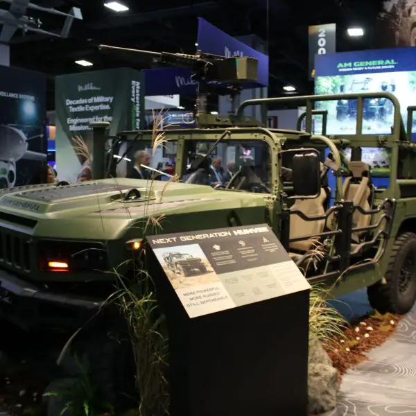 AM General's redesigned HUMVEE is on display at AUSA 2026 in Washington, D.C., featuring an upgraded powertrain and suspension designed to improve off-road mobility and performance across difficult terrain. (Picture source: Army Recognition)
