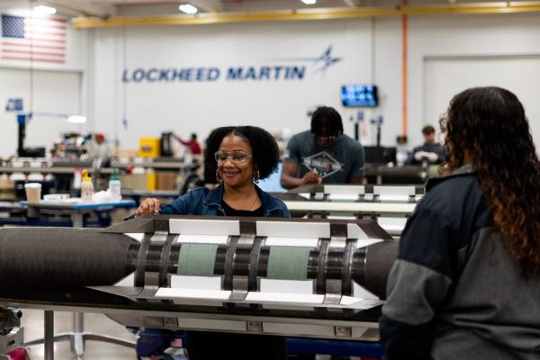 Patriot PAC-3 MSE interceptors on the assembly line at Lockheed Martin’s Camden, Arkansas, production facility. (Lockheed Martin photo)