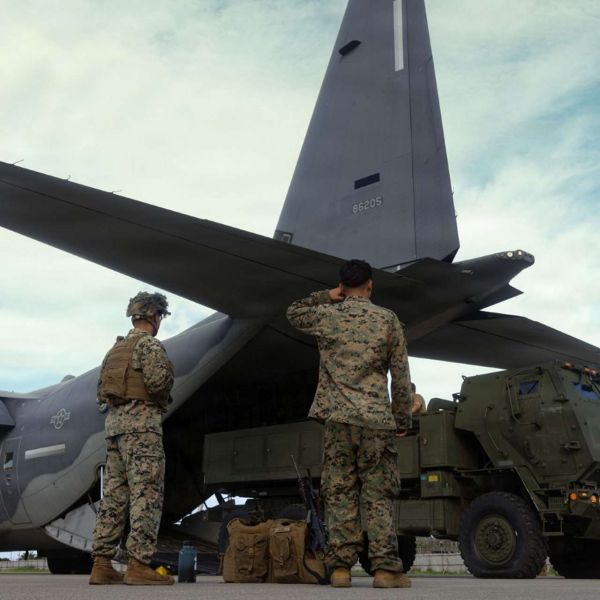U.S. Marines rapidly airlifted and deployed a HIMARS launcher aboard a KC-130J in Japan, demonstrating the ability to reposition long-range firepower across dispersed Pacific locations (Picture Source: U.S. Marine Corps)