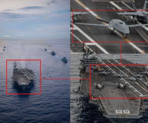 The MQ-25A Stingray’s appearance aboard USS Nimitz during FLEETEX 250 marks a major step in bringing unmanned aerial refueling into U.S. carrier operations. (Picture Source: U.S. Navy / Edited by Army Recognition Group) © Army Recognition Group. All rights reserved. Unauthorized use, reproduction, or distribution prohibited.