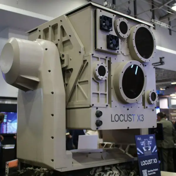 AeroVironment’s LOCUST X3 high-energy laser weapon system displayed at AUSA 2026 in Washington, D.C., is designed to counter enemy drones using directed energy without conventional missile interceptors. (Picture source: Army Recognition)