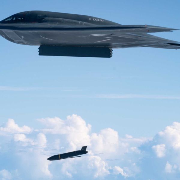 This live-fire SINKEX during Valiant Shield 2026 marks the first publicly acknowledged operational employment of the AGM-158C Long Range Anti-Ship Missile from the B-2 Spirit stealth bomber. (Picture source: USAF)